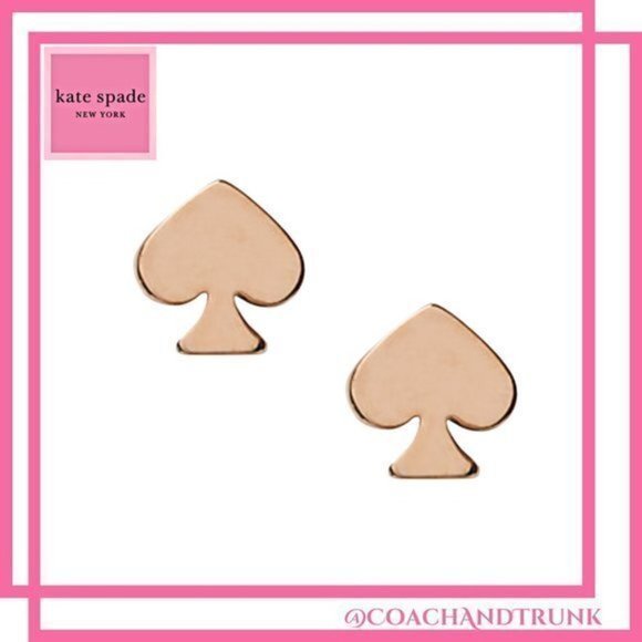NWT KATE SPADE Signature Spade Rose Gold Stud Earrings KS Pink Dust Bag Included - Picture 1 of 6